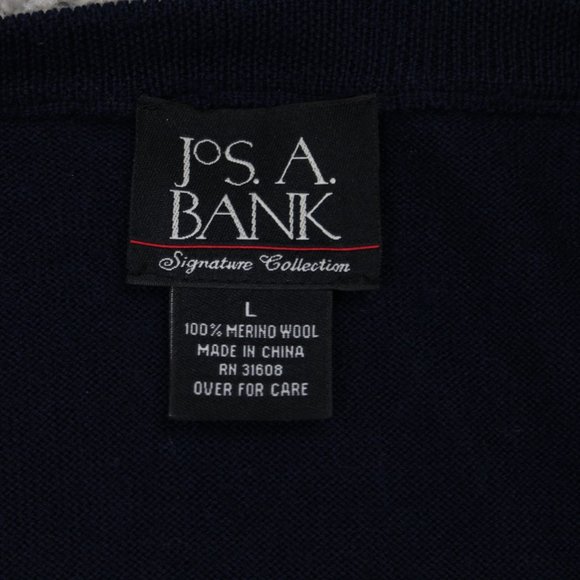 Jos A Bank Signature Series Sweater Vest Men Large Blue/Tan Argyle Merino Wool - Picture 7 of 10